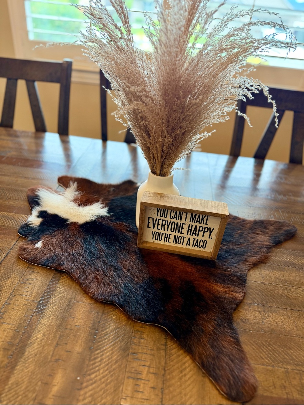 Rustic Brown & White Cowhide Accent Rug - Home Accents Decor